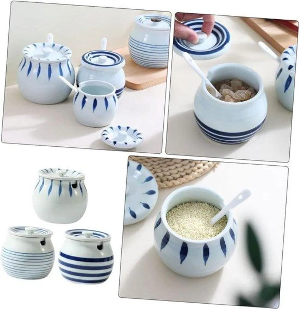 Ensemble de 6 pots à épices en céramique noire et couvercles amovibles