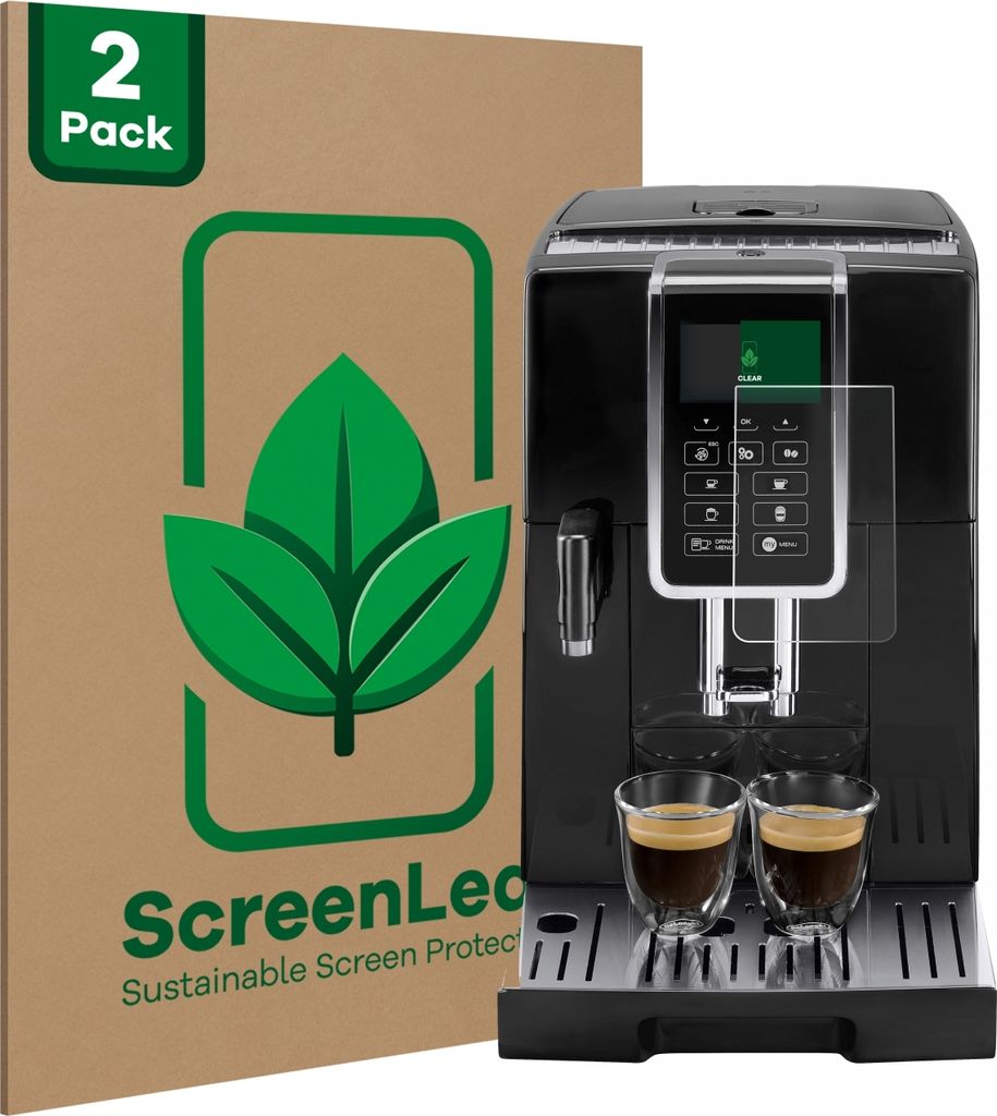 2x ScreenLeaf Schutzfolie für DeLonghi Dinamica ECAM350.55 nachhaltiger Displayschutz Display Schutz Folie Klar Transparent