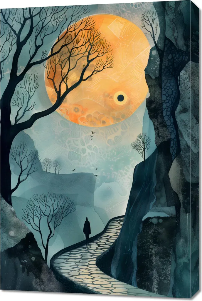 Quadro Astratto Metafisico 60x90 cm Strada Senza Meta - Arte Onirica
