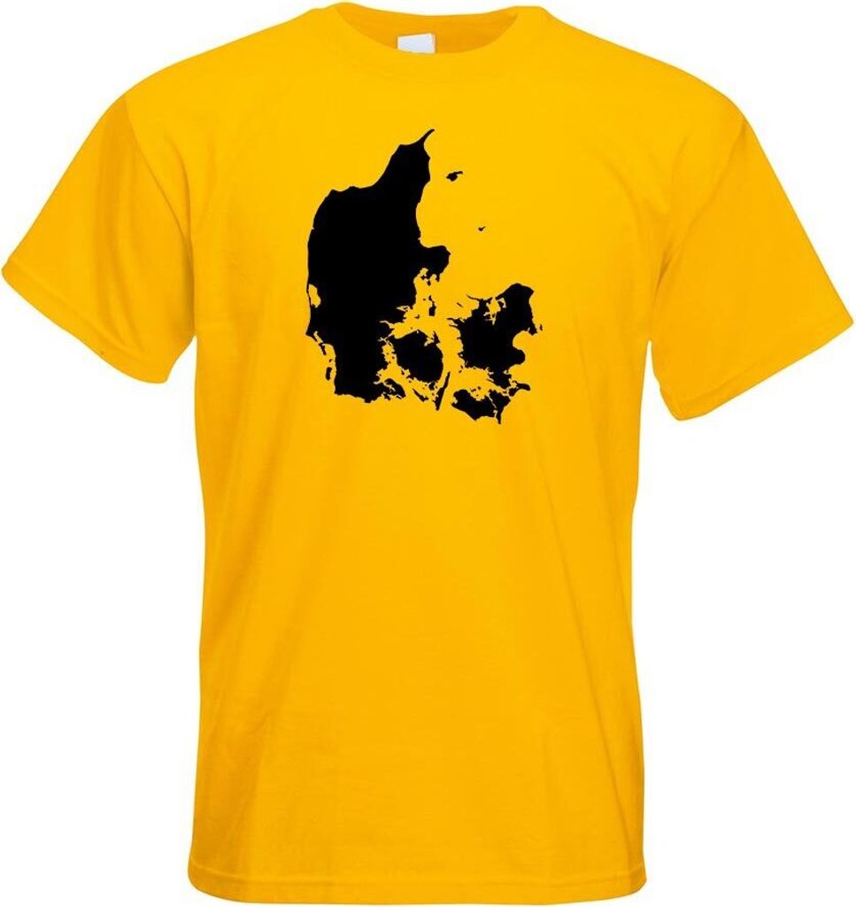 Kiwistar - T-Shirt - gelb - Dänemark - Dänisch Umriss Herren Funshirt Bedruckt Design Sprüche Spruch Motive - mit Motiv Bedruckt - Funshirt Desi...