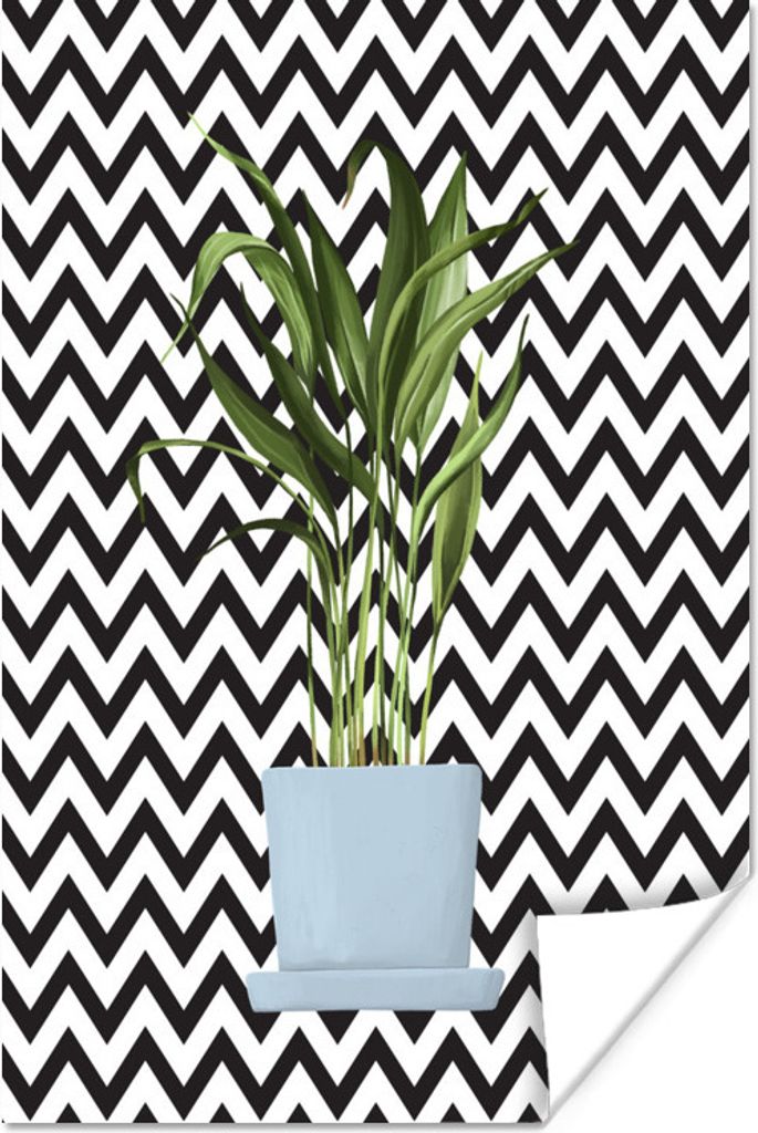 MuchoWow Poster Pflanzen - Pflanzgefäß - Schwarz - Weiß 40x60 cm - Plakate für die Wand - Poster Babyzimmer