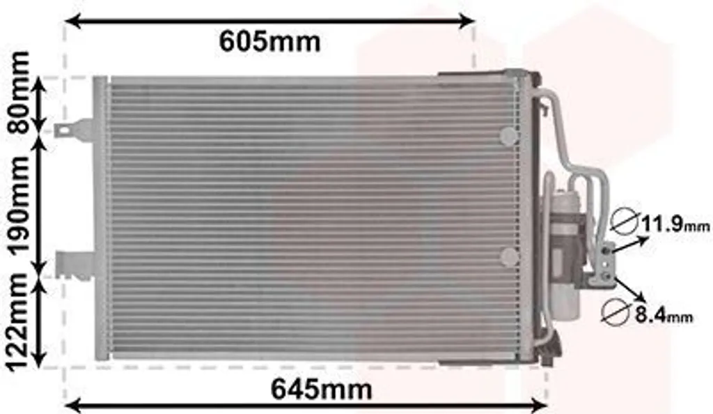 Réparation Clim Opel Corsa C et Combo : Condenseur VAN WEZEL Fiable 16mm