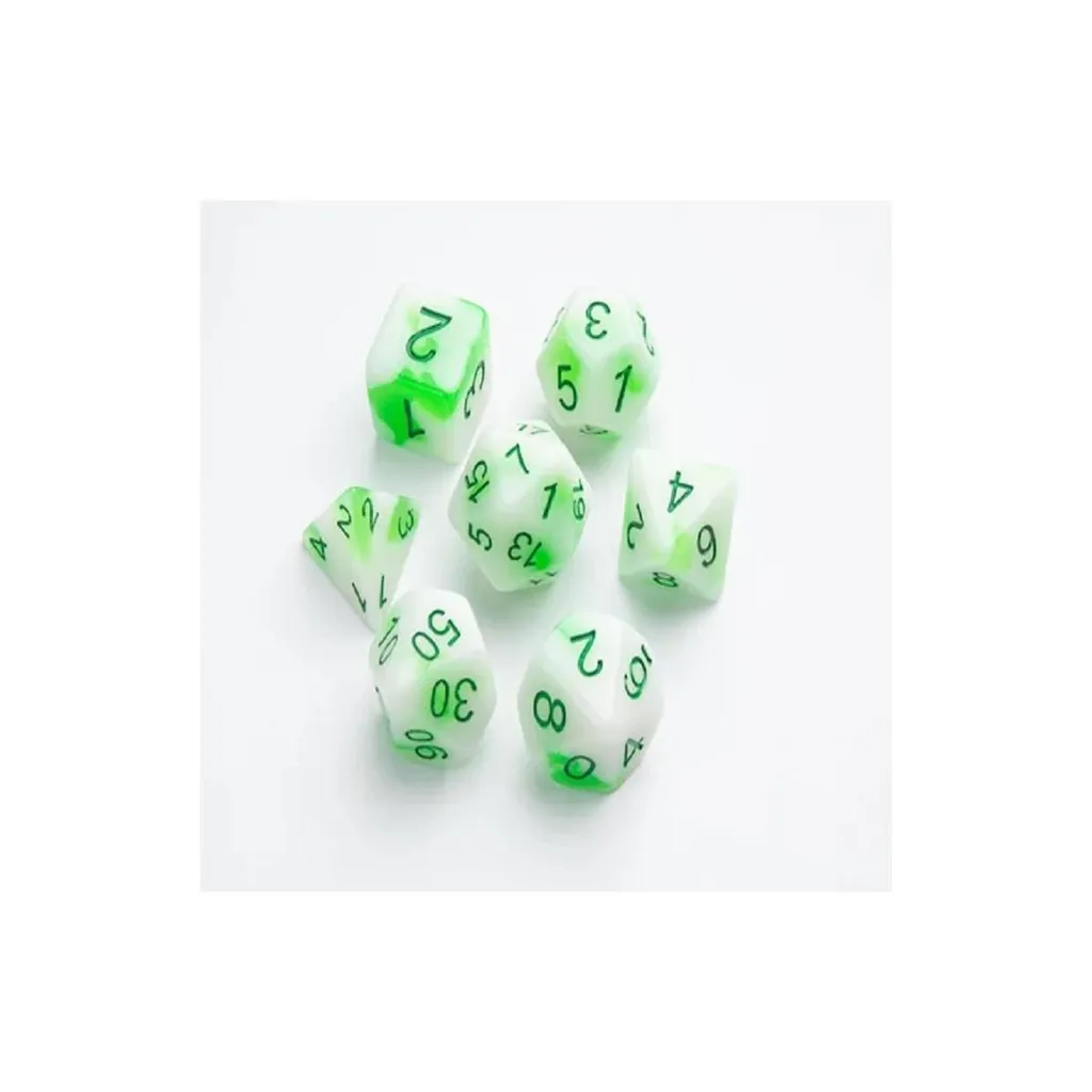 Set de 7 dés polyédriques pour JDR - Modèle Toxic Stones phosphorescent - 2