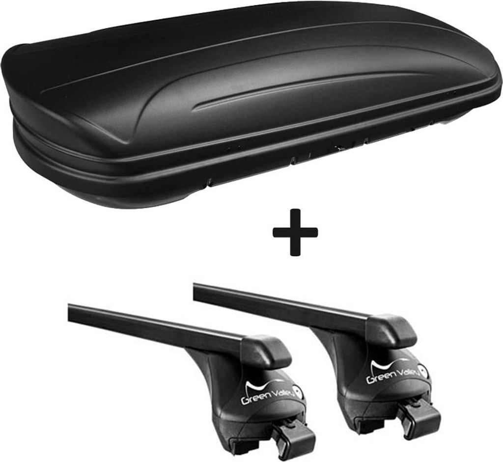 Dachbox VDPMAA320 320Ltr abschließbar schwarz matt + Relingträger Quick kompatibel mit für Maserati Levante (SUV 5 Türer) ab 2016 aufl. Reling