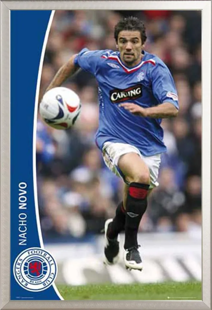 Décoration Murale Rangers FC Nacho Novo Cadre Alu Argenté pour Bureau