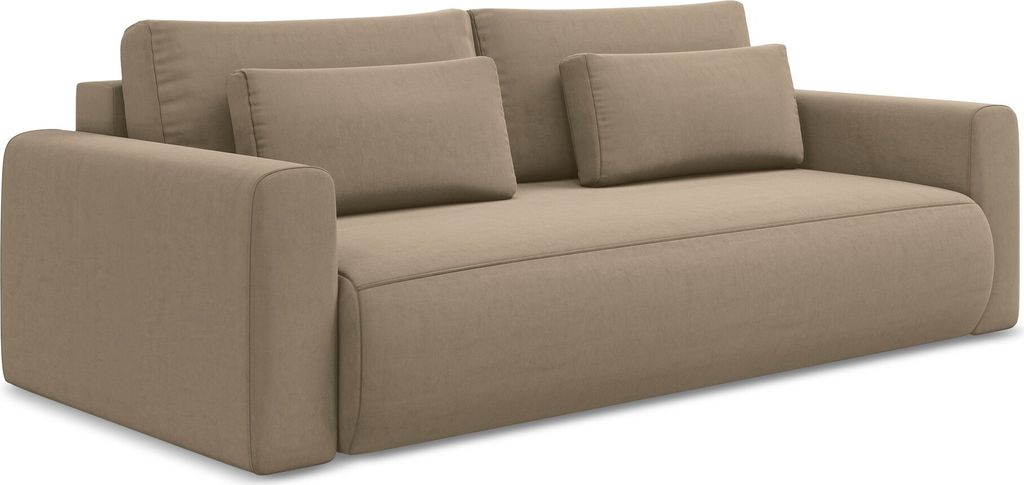 3-Sitzer Sofa mit Schlaffunktion - Samt - Hell beige - KAPUA