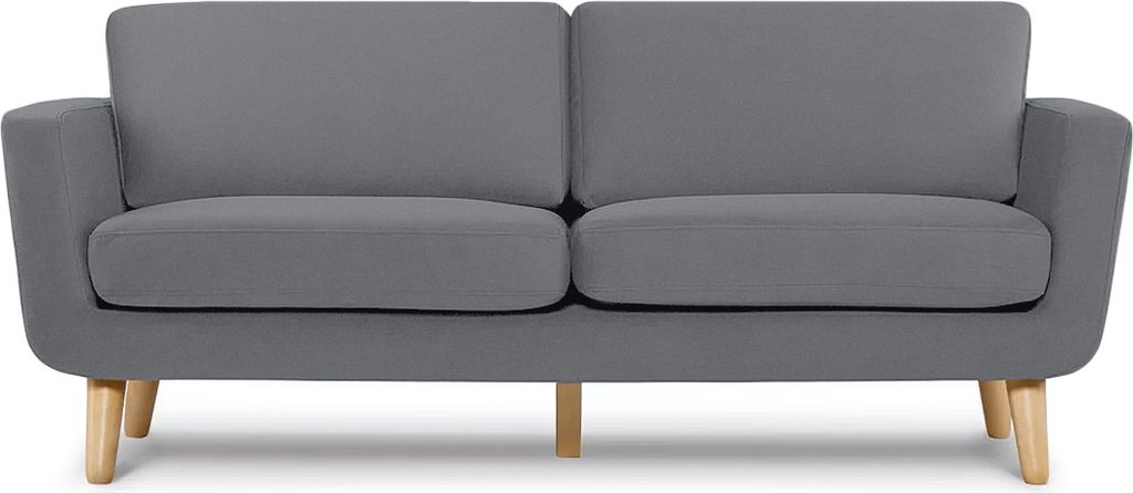KONSIMO Klassische Sofas 3 Personen mit Armlehnen "TAGIO", Grau, Velourstoff, Scandinavian, 190x80x88cm
