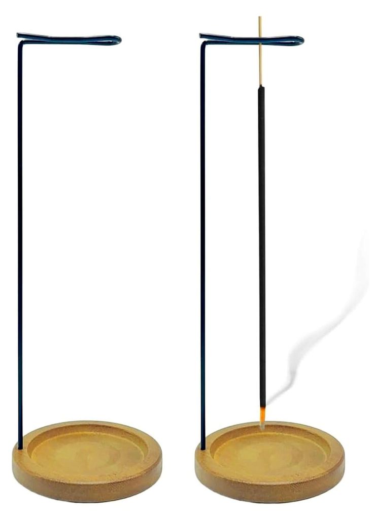 2er-Set Räucherstäbchenhalter aus Holz mit Metallgestell, Duftstäbchen-Ständer und Aschenfänger für Meditation, Yoga, Zuhause und Büro