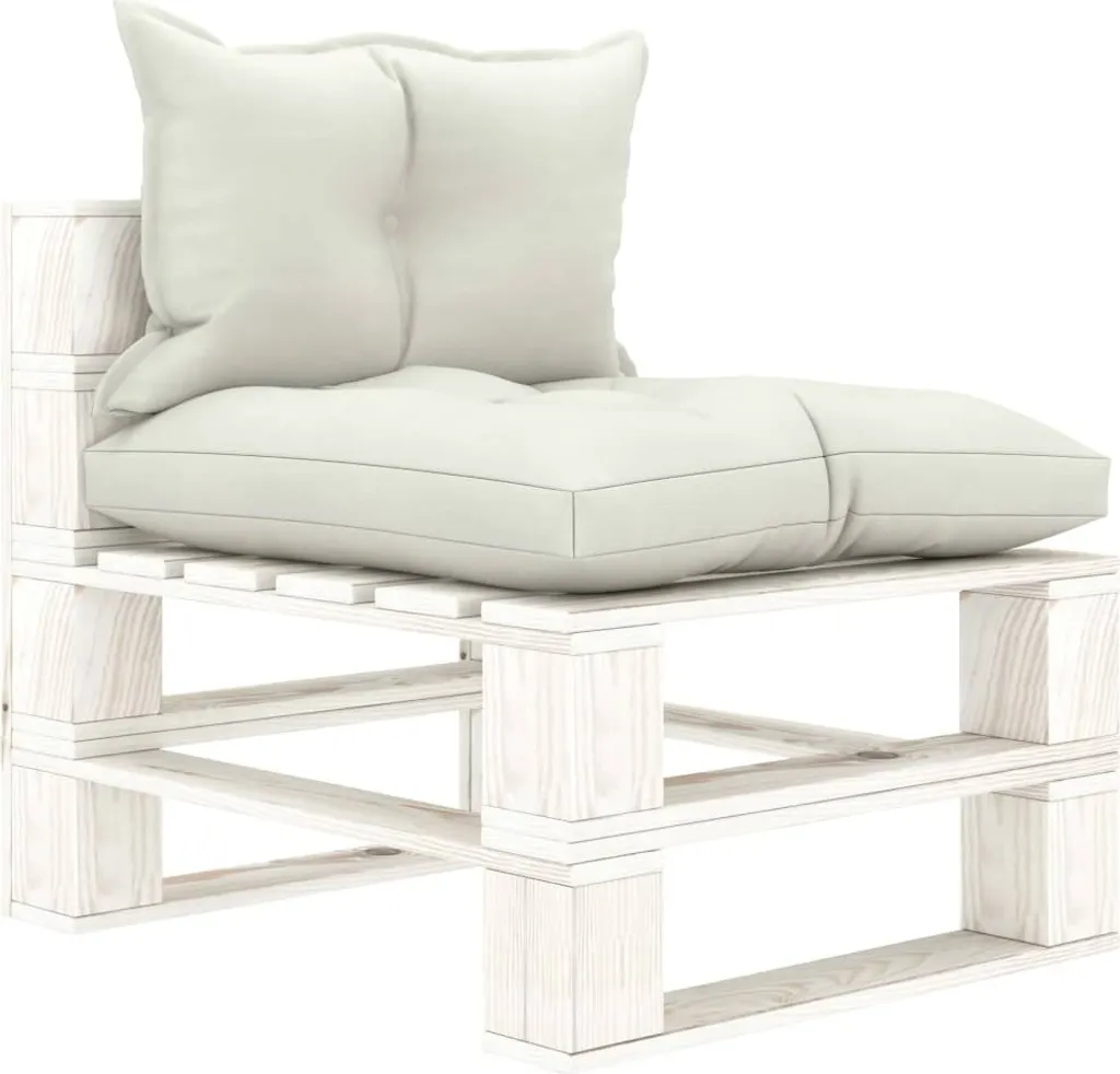 Divano Centrale Pallet in Legno Impregnato e Cuscini 100% Poliestere