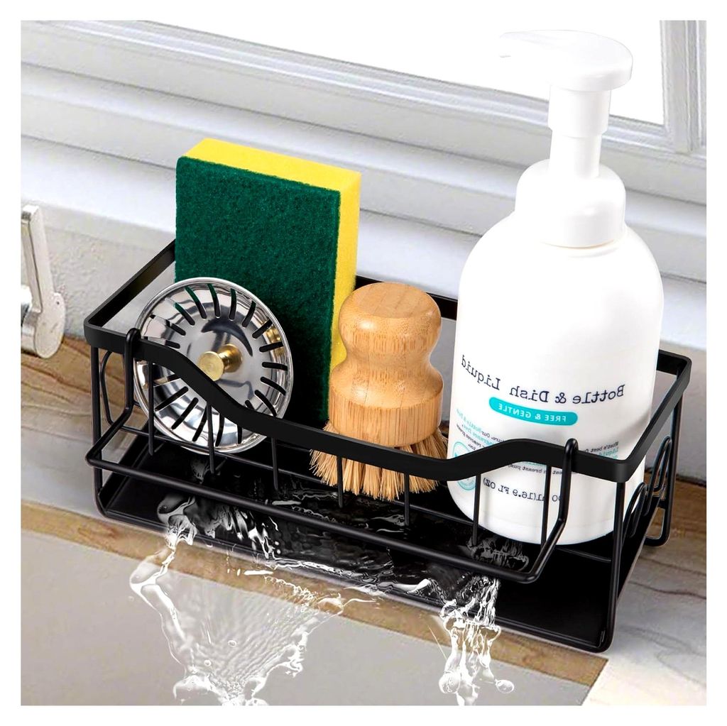 Spülbecken Organizer Küchen,Sink Caddy Kitchen Organizer,Schwammhalter mit Selbstentleerender Ablaufwanne,Waschbecken Abwasch Spülmittel Halteru...
