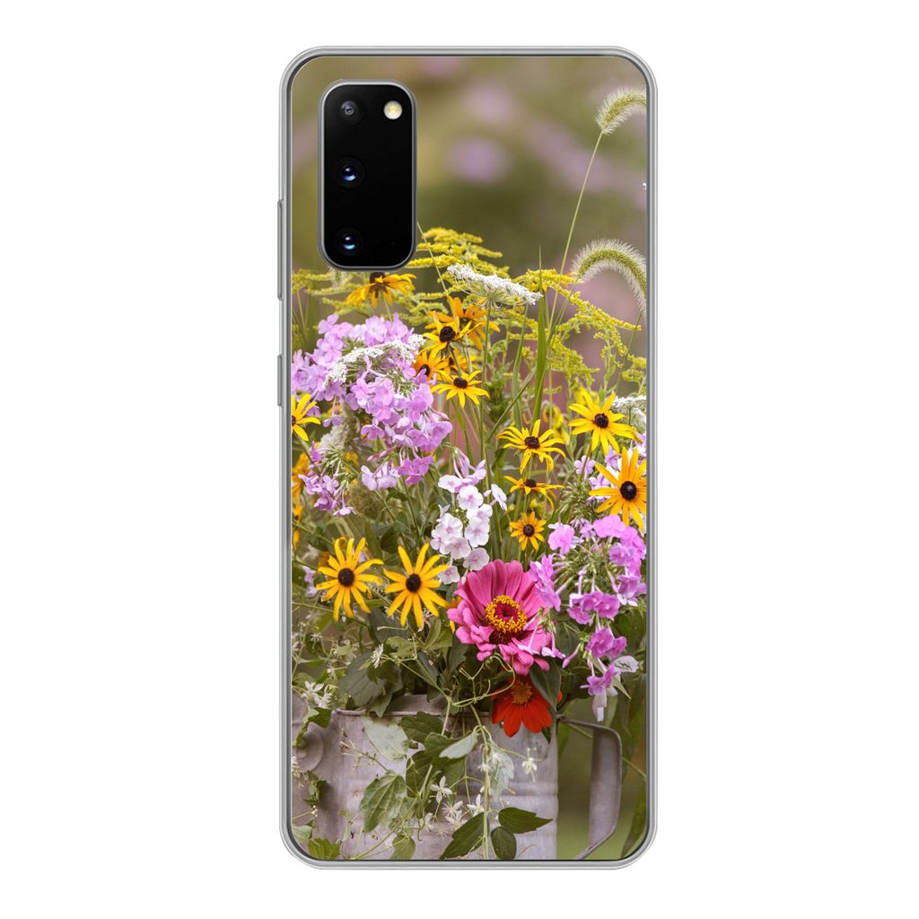 MuchoWow Handyhülle Schutzhülle Hülle für Samsung Galaxy S20 Blumen - Gießkanne - Farbe Silikon Softcase Handy Hülle - Bild