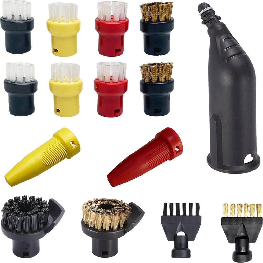 15-teiliges Zubehörset für Dampfreiniger Kärcher Easyfix SC1 SC2 SC3 SC4 SC5, Rundbürsten, Düsenspitze, Ersatzteilset