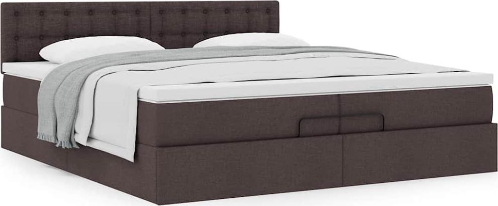Maison Exclusive - Ottoman-Bett mit Matratze Dunkelbraun 200x200 cm Stoff