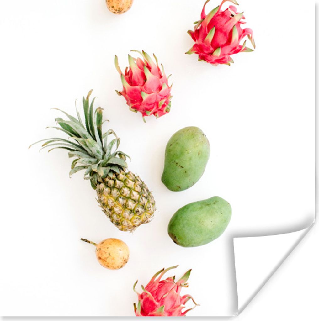 MuchoWow Poster Tropisch - Rosa - Obst 75x75 cm - Wand Dekoration