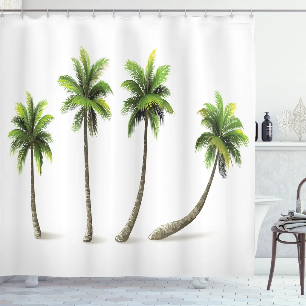 Tenda da Doccia 175x200 ABAKUHAUS Palme - Impermeabile e Lavabile