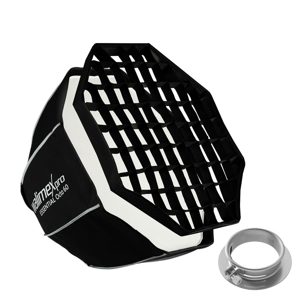 Walimex pro Essential Softbox Octagon 60cm + Adapter Profoto 15,2cm, 360°, einfacher Aufbau, inkl. Grid, Bowens Adapter und Transporttasche, ideal...