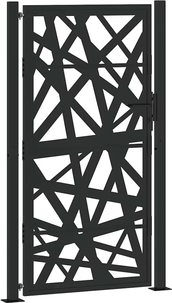 Portail de jardin noir 100 x 175 cm en acier robuste - Design Épuré
