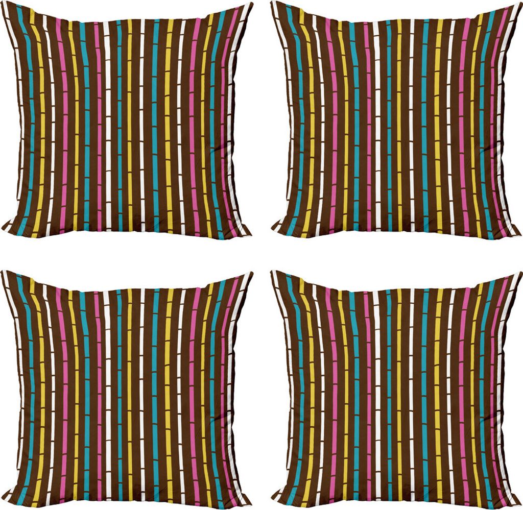 ABAKUHAUS asiatisch Kissenbezug Set (4 Stück), Regenbogen-Bambus-Sticks, Moderner Doppelseitiger Digitaldruck, 45 cm x 45 cm, Mehrfarbig