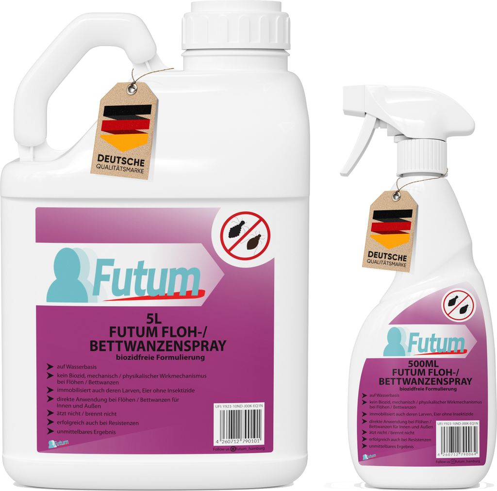 Futum 5L + 500ml Bettwanzen Spray Floh Mittel gegen Flöhe Produktbild 
