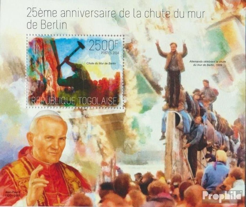 Briefmarken Togo 2014 Mi Block 944 (kompl. Ausgabe) postfrisch Berliner Mauer