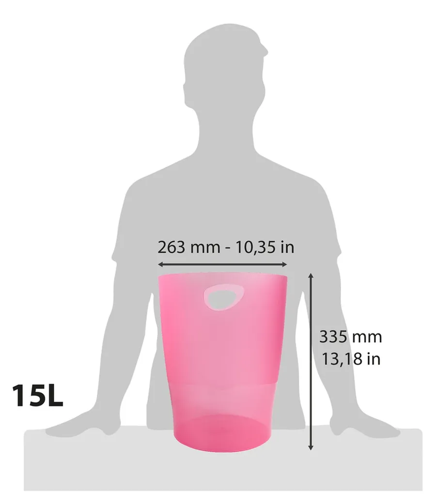 Exacompta 45354D Corbeille à papier Ecobin 15L framboise haute qualité