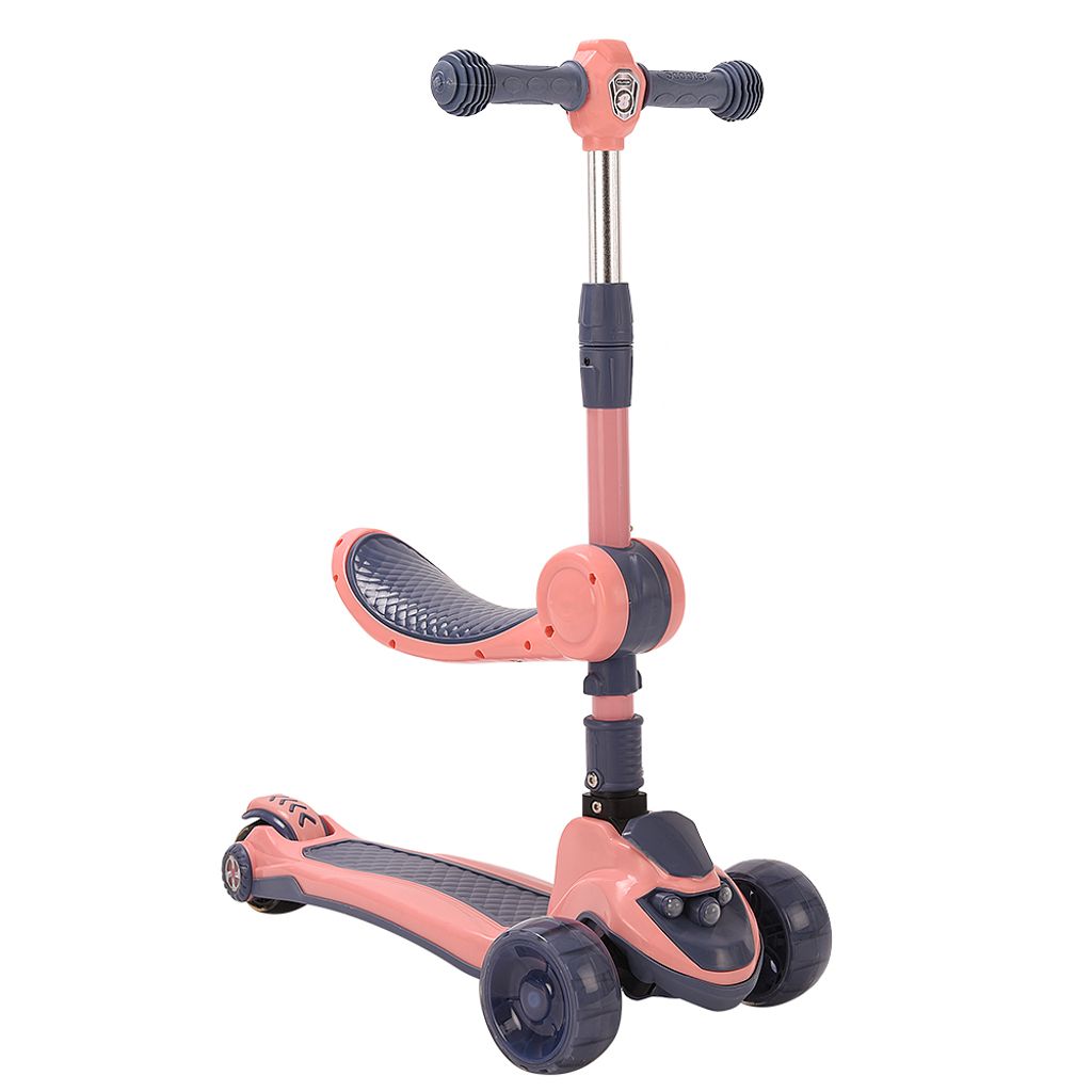 3-in-1 Kinder Roller Scooter mit Sitz, LED
