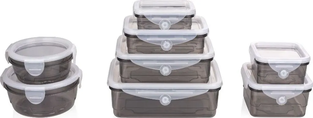 Set di 8 contenitori per alimenti con coperchio flessibile grigio ED-225424tran