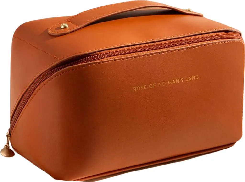 INF Borsa da toilette grande ed elegante - Borsa per cosmetici Marrone