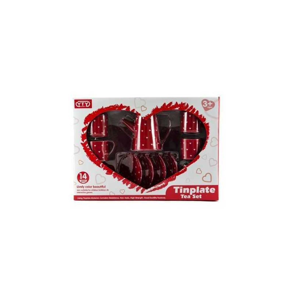 Nádobí červené plechové 14ks v krabici 34x24cm