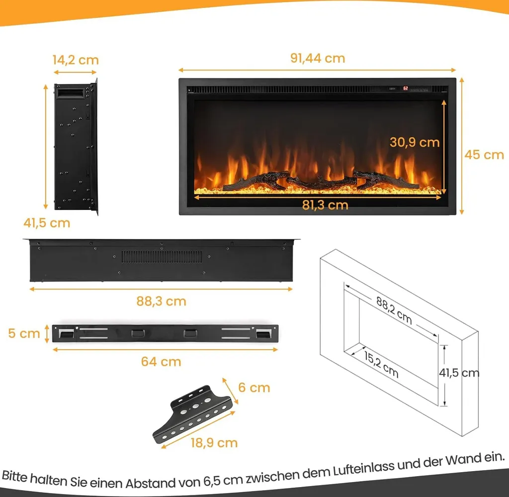 Chauffage électrique 1500W avec écran tactile et télécommande 36" - 8