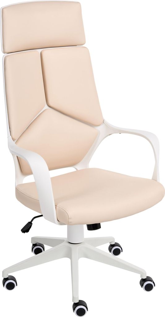 BELIANI Bürostuhl Hellbeige und Weiß Kunstleder Höhenverstellbar Drehbar mit Armlehnen Bremsbaren Rollen Modern Arbeitszimmer Drehstuhl Arbeitss...