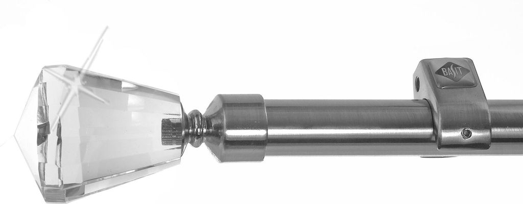 Gardinenstange mit Deckenhalterung I Metall Edelstahl Look 1-läufig Ø20mm D50 R