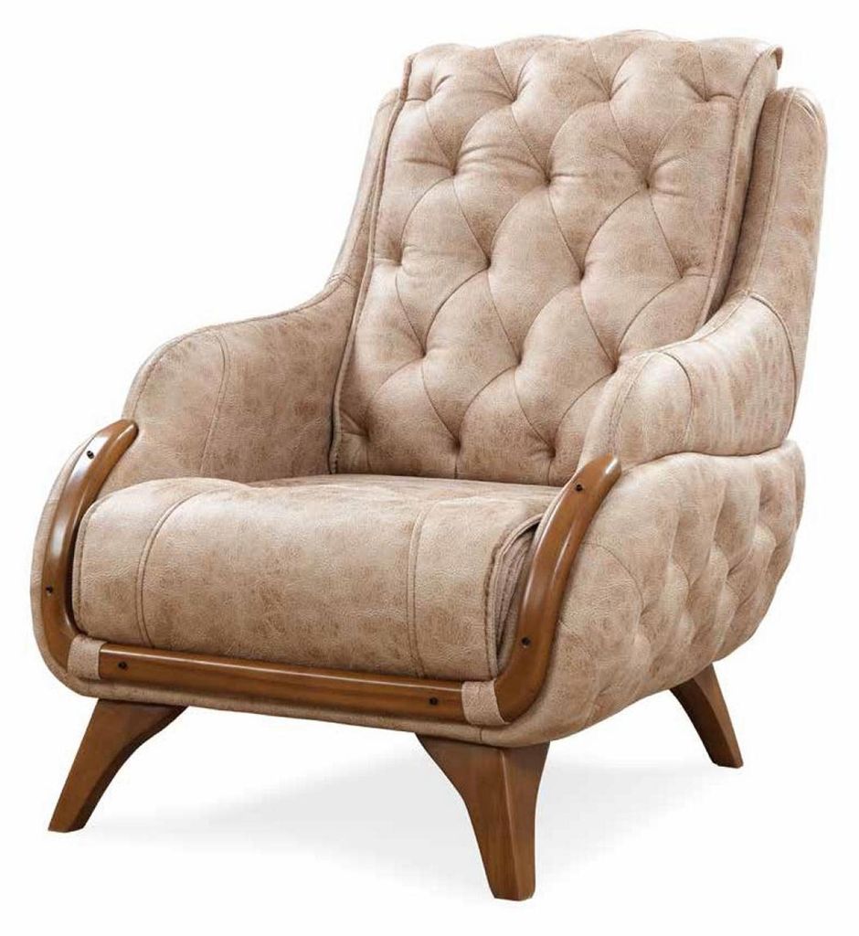 Sessel Sitz Klassisch Design Wohnzimmer Polster Einsitzer Leder Stil Möbel Luxus
