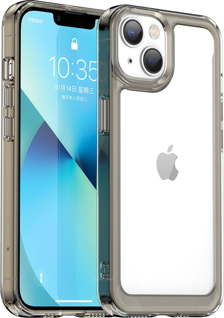 iPhone 14 Hülle, Klar Rückseite Stoßfeste TPU Silikon Bumper Schutzhülle für iPhone 14 Grau