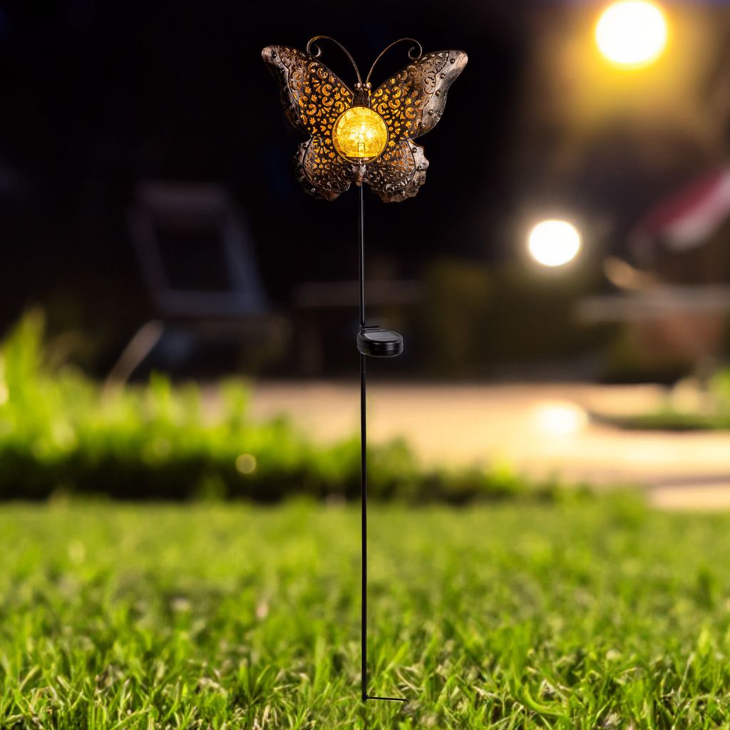HI LED Solar Gartenstecker Schmetterling 102cm