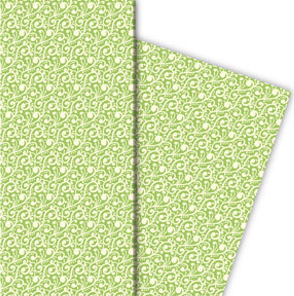 Gemustertes Vintage Geschenkpapier für liebevolle Geschenke auf grün - G5172, 32 x 48cm
