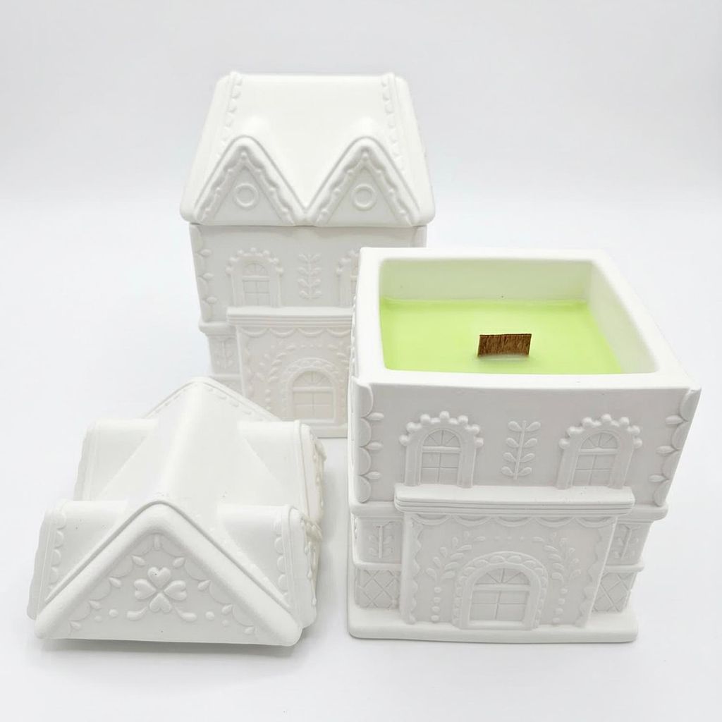 Duftkerze Häuschen in Weiß mit Apfel-Zimt Aroma - NOBAMO KP39863