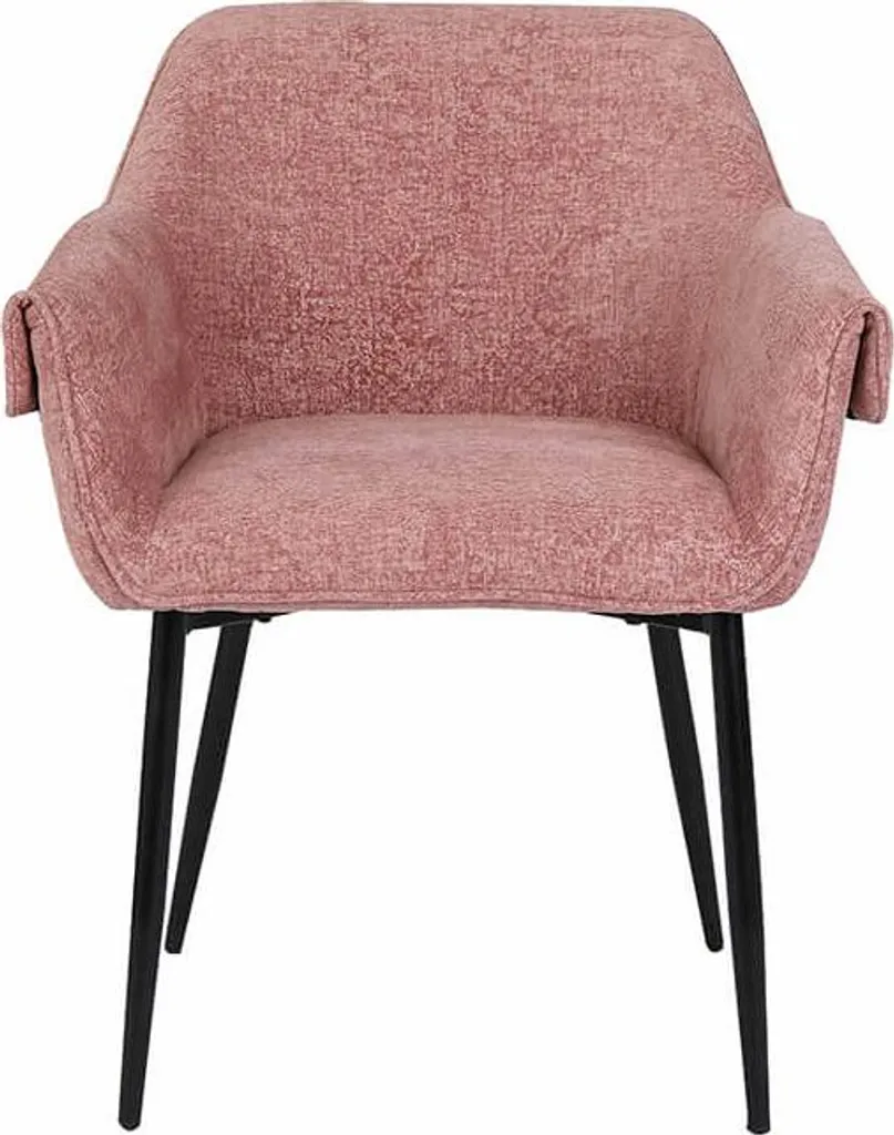 Chaise design moderne CHENO rose en tissu chenille doux, lot de 2 pièces