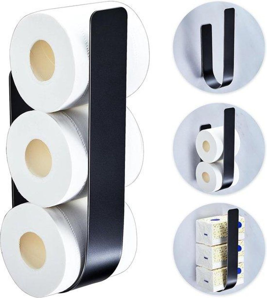 Famanu Toilettenpapierhalter zur Wandmontage – Metall, schwarz