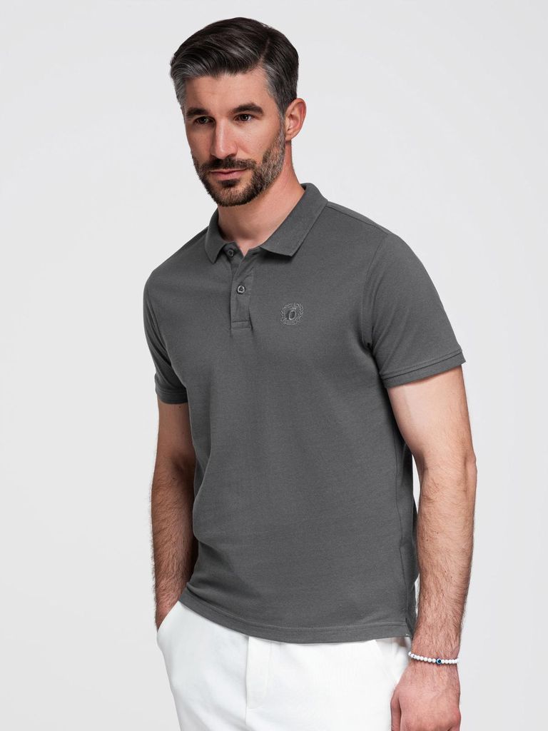 Ombre Clothing Herren-T-Shirt mit Kragen Venolas graphit S