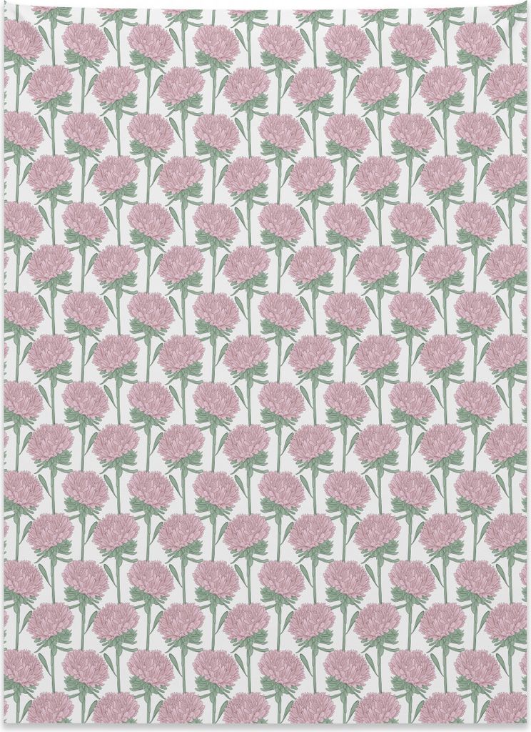 Abakuhaus Blume Wandteppich, Hand gezeichnete Chrysantheme aus Weiches Mikrofaser Stoff Kein Verblassen Klare Farben Waschbar, 110 x 150 cm, Hellgr...