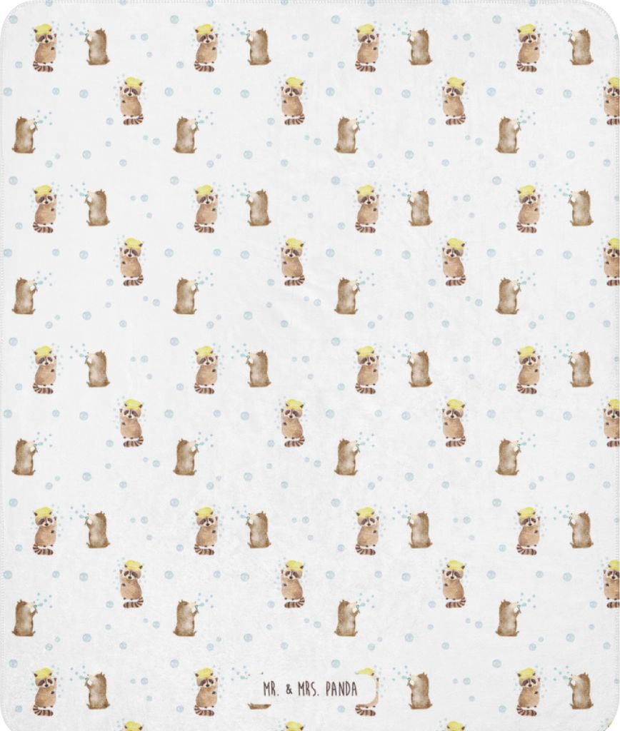 Mr. & Mrs. Panda Decke Waschbär 130 x 155 cm - Weiß - Geschenk, Gute Laune, Tagträumen, Tagesdecke, Plan, Heimdecke, Seifenblasen, Plaid, Sofade...
