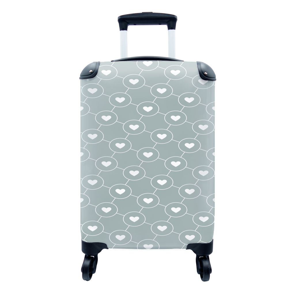 MuchoWow Koffer Handgepäck Trolley Rollkoffer Kleine Reisekoffer mit 4 Rollen - Design - Geometrie - Muster - Herz - Cabin Size < 55x40x23 cm & ...