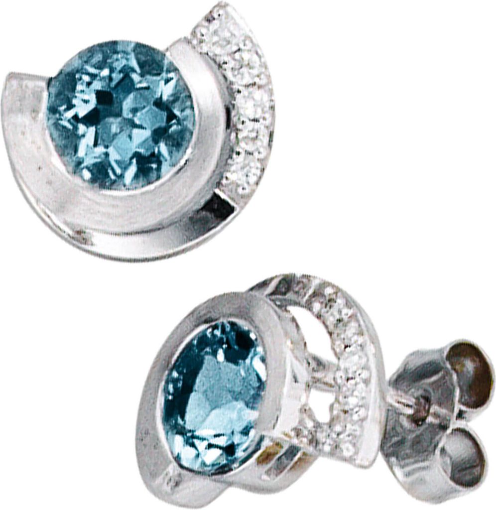 Paar Ohrstecker aus Aquamarin & Brillanten 585 Gold Weißgold Ohrschmuck Damen