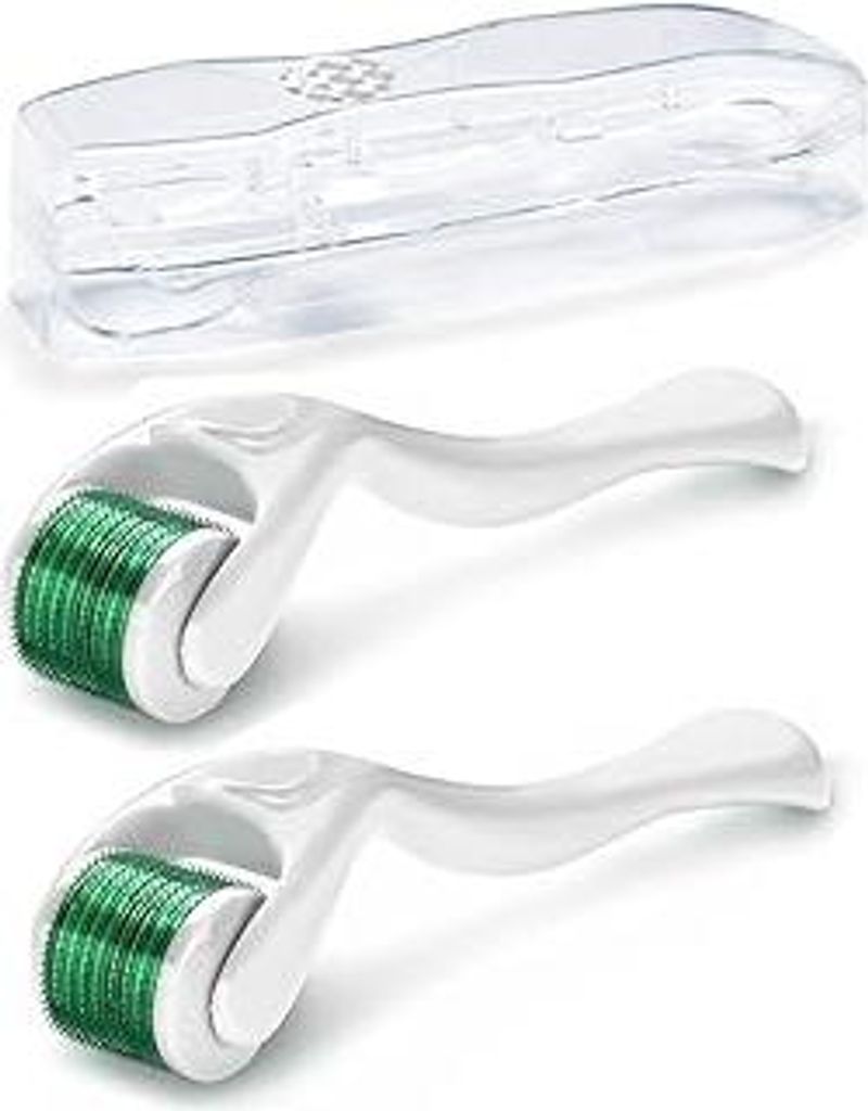 Zemolo 2 Stück Derma-roller 0,5mm mit 1,0mm, Bartroller Microneedling Roller mit 540 Nadeln Micronadeln, Derma-Roller für Mann & Frau Haarpflege ...