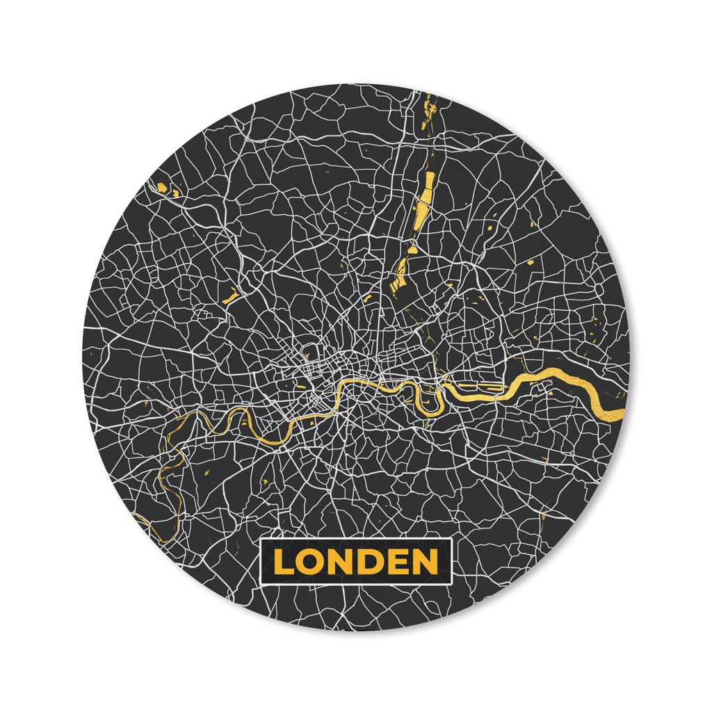 MuchoWow Mauspad Mousepad London - Stadtplan - Gold - Karte 40x40 cm - Mousepads - Maus Mat - Pad - Mausunterlage - Schreibtisch Accessoires