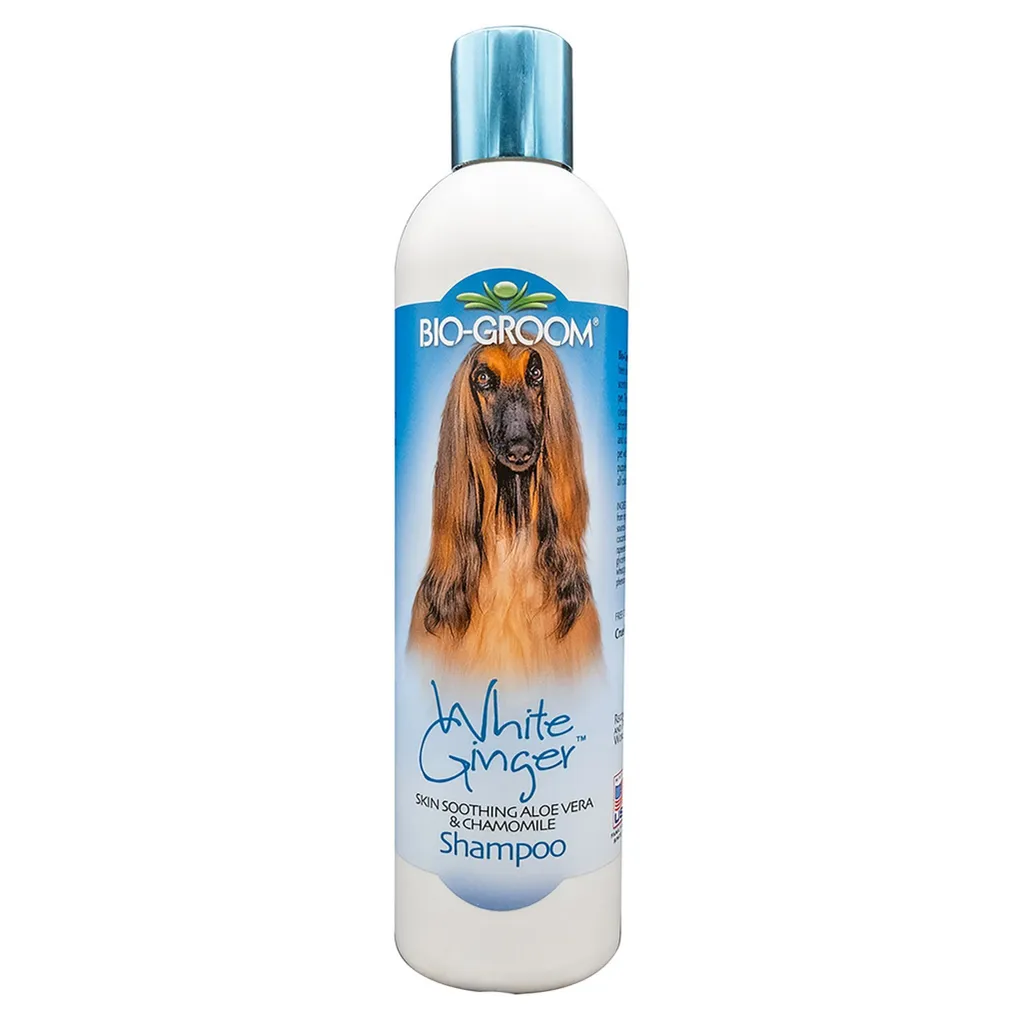 BioGroom White Ginger shampoo lenitivo per cani con aloe vera e camomilla, concentrato 1:8, 355 ml (diluito 3,2 L)
