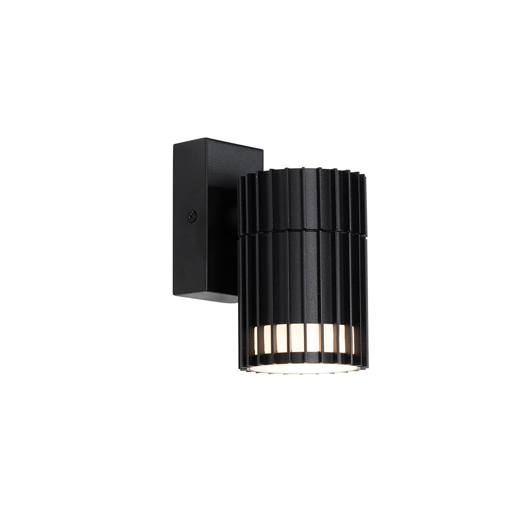 Qazqa Design außen Wandleuchte, Außenlampe, Wandlampe für den Garten - Boris - Schwarz, max. 7W, Geeignet für LED, 7cm, IP44, R