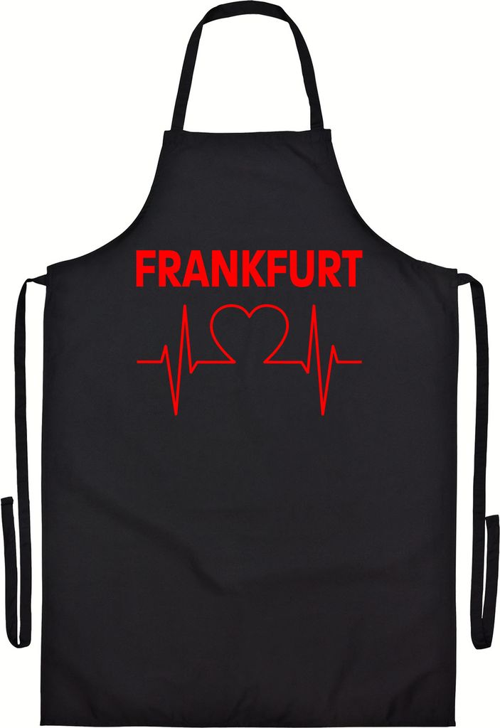 multifanshop Grillschürze - Frankfurt - Herzschlag, schwarz, Größe one size