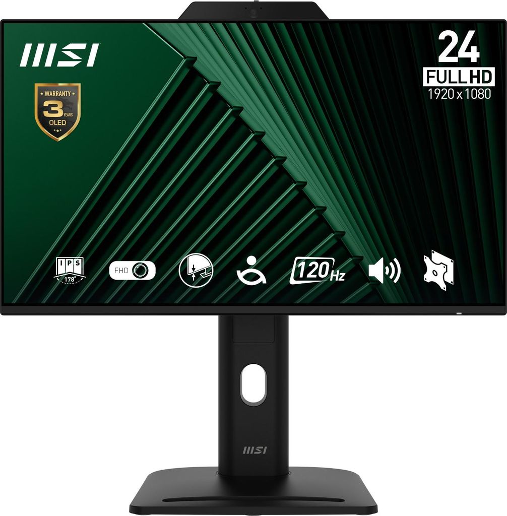 A computer monitor with a stylized green background displayed on its screen.